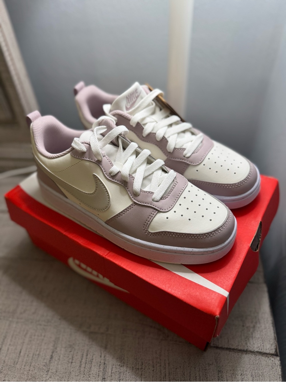 Nike Court Borough Low Recraft (GS) Sneakers White & Violet Girls 6Y NWT
